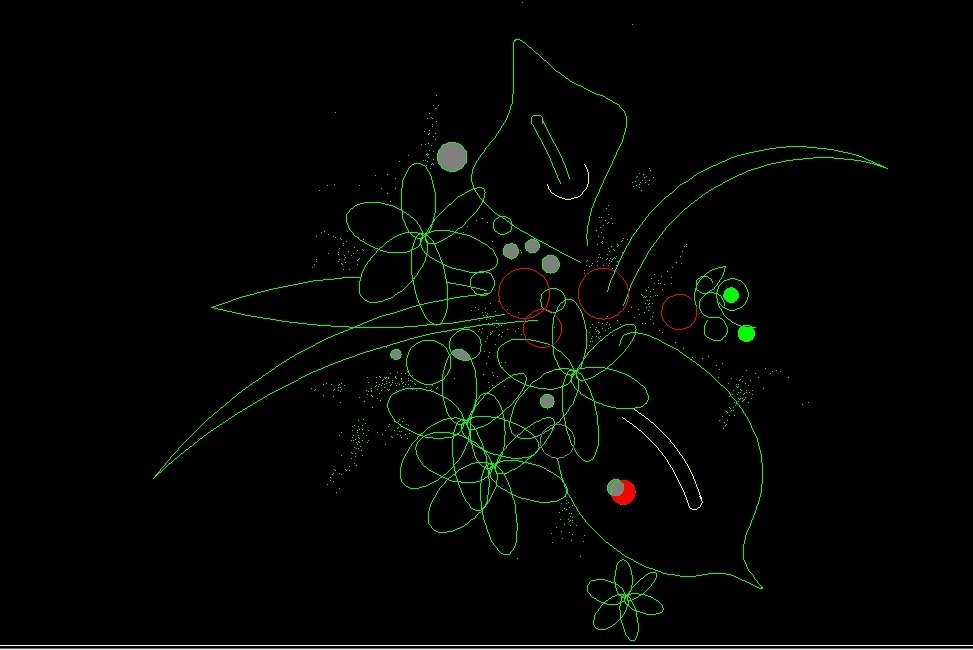 Lilies Flower Bunch Bouquet Plants Top View Plan 2D DWG Block For