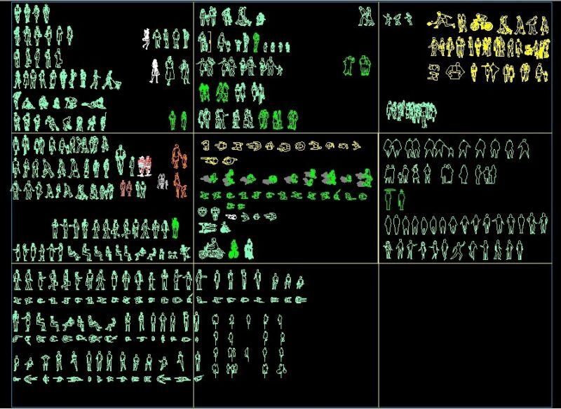 Group Of People Crowd Human Figures Elevation And Plan 2D DWG Block For AutoCAD