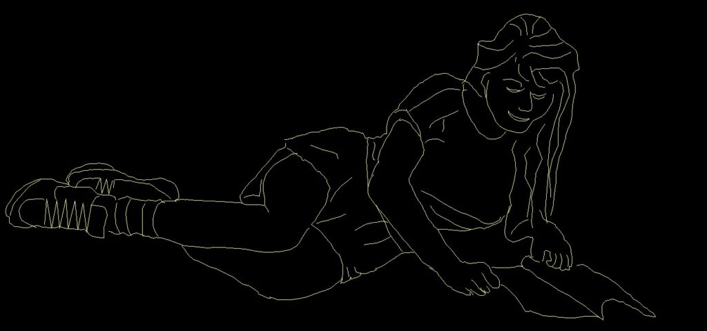 Girl Laying Reading Human Figure Side Views Elevation 2D DWG Block For AutoCAD