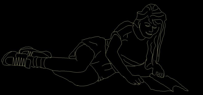 Girl Laying Reading Human Figure Side Views Elevation 2D DWG Block For AutoCAD