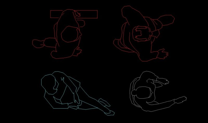 People Men And Women Walking And Sitting Human Figures Plan 2D DWG Block For AutoCAD