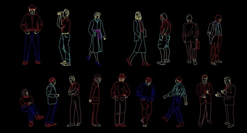 People Human Figures Men And Women Front And Side Elevations 2D DWG Block For AutoCAD
