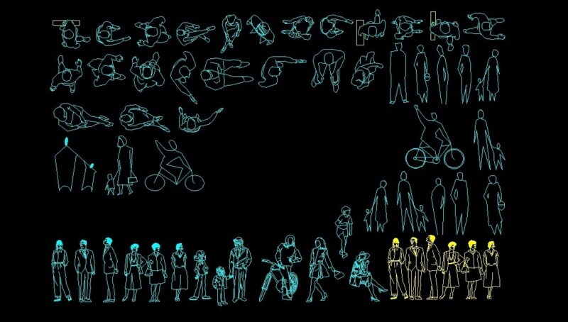 People Human Figures Men And Women Elevation And Plan 2D DWG Block For AutoCAD