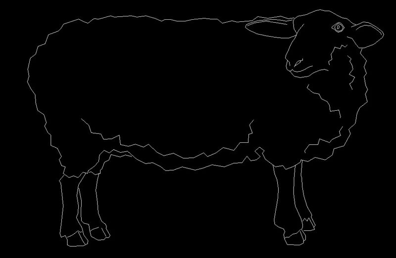 Sheep Animal Standing Side View Elevation 2D DWG Block For AutoCAD