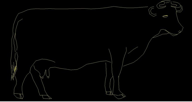 Cow Animal Standing Side View Elevation 2D DWG Block For AutoCAD