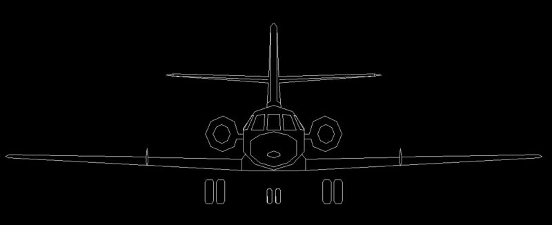 United States Military Strategic Bomber Aircraft Front View Elevation 2D DWG Block For AutoCAD