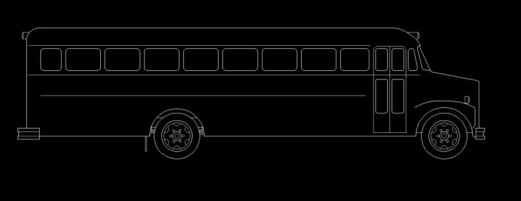 American School Bus Side View Elevation 2D DWG Block For AutoCAD