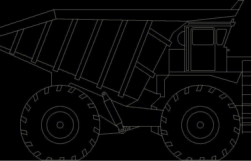 Dump Truck Veichle Side View Elevation 2D DWG Block For 