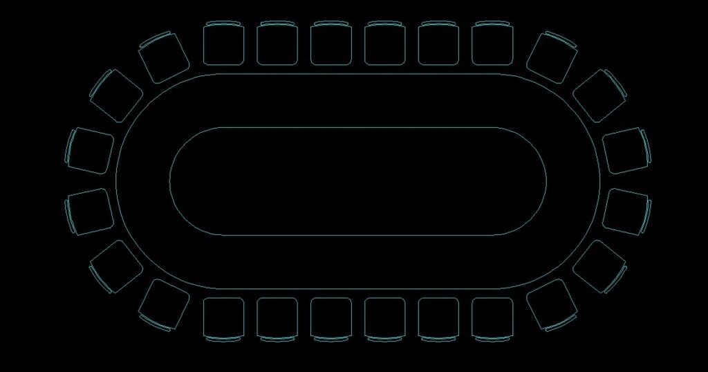 Large Meeting Table Furniture Top View Plan 2D DWG Block For AutoCAD