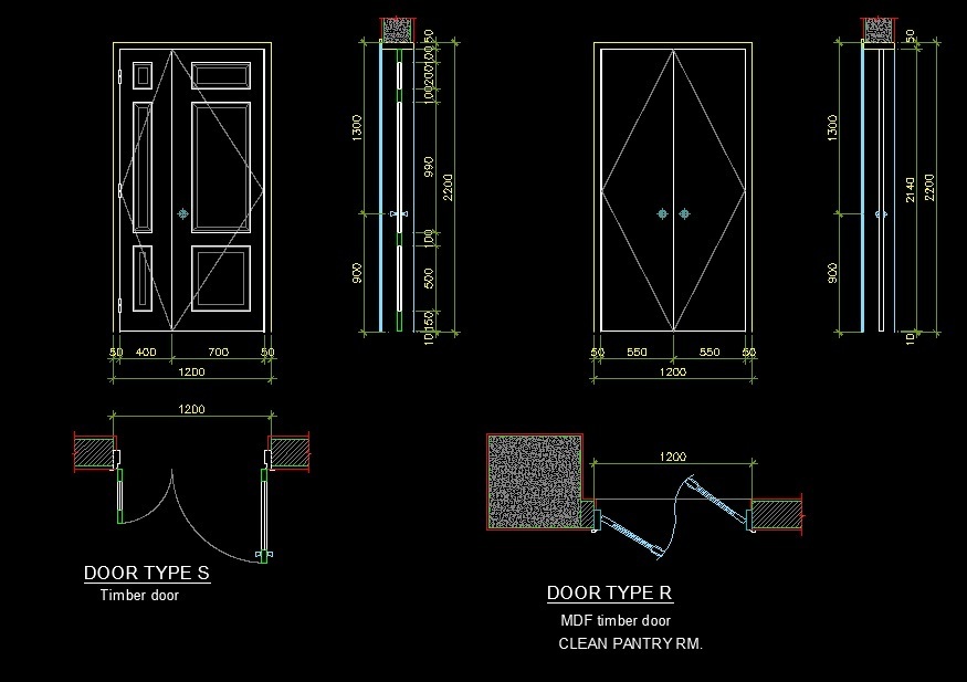 Timber And MDF Wooden Door Side And Front Views And Plan ... electrical plan philippines 