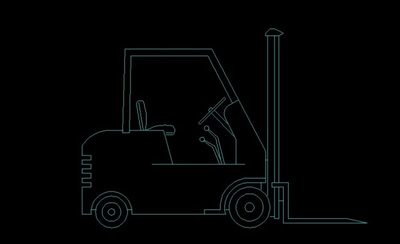 Forklift Truck Side View Elevation 2D DWG Block For AutoCAD