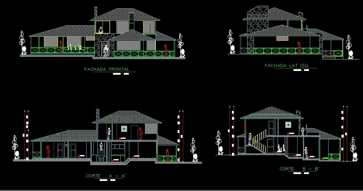 2 Storeys House With Garden 2D DWG Full Project For ...