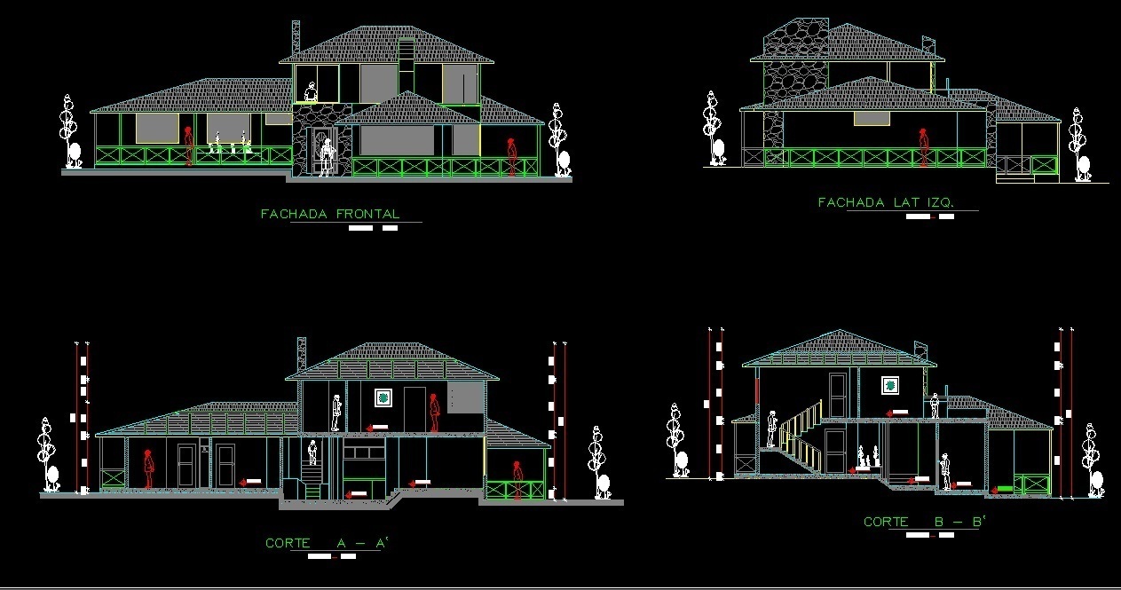 2 Storeys House With Garden 2D DWG Full Project For AutoCAD • DesignsCAD