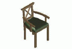 Wooden Cross Back Chair DWG 3D Model for AutoCAD