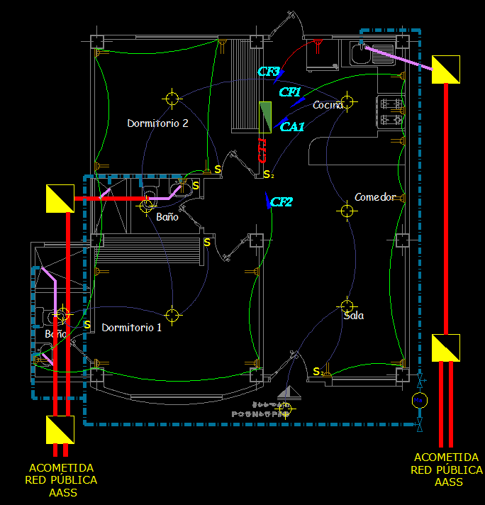 Small Single Family House  2D DWG Plan  for AutoCAD  