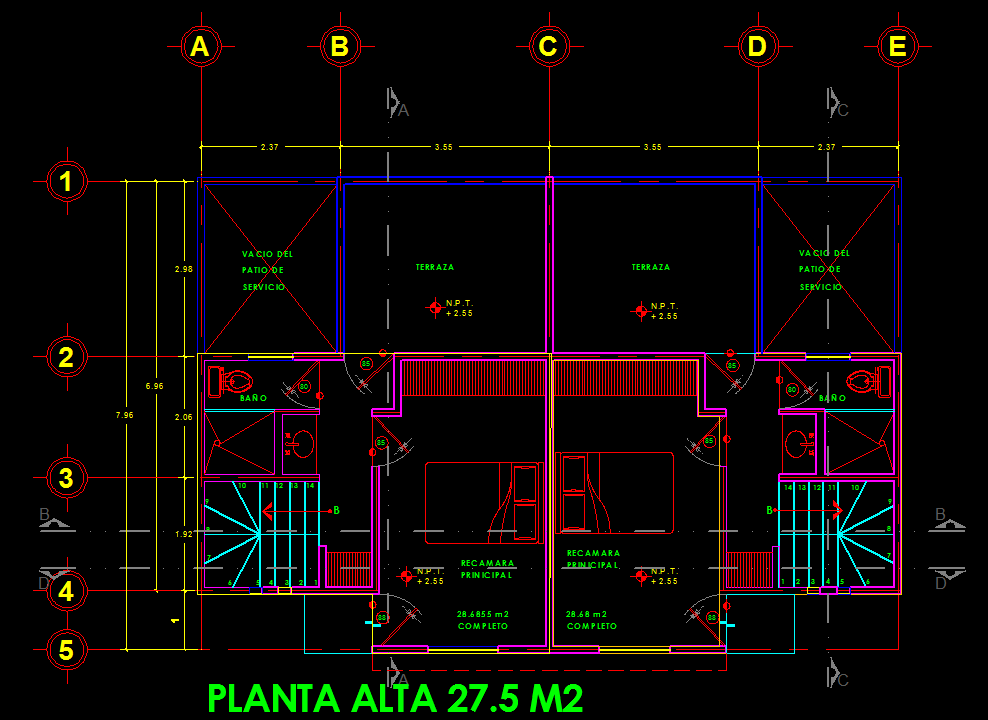 Duplex Two Story House 2D DWG Full Project for AutoCAD • DesignsCAD