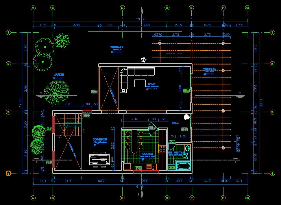 Single Family Small House 2D DWG Plan for AutoCAD • Designs CAD
