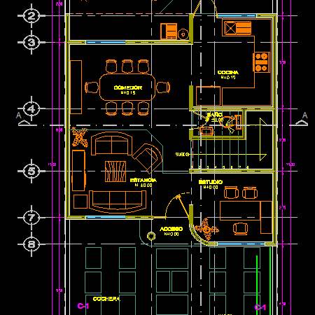 Two Story House with Garden 2D DWG Plan for AutoCAD • Designs CAD