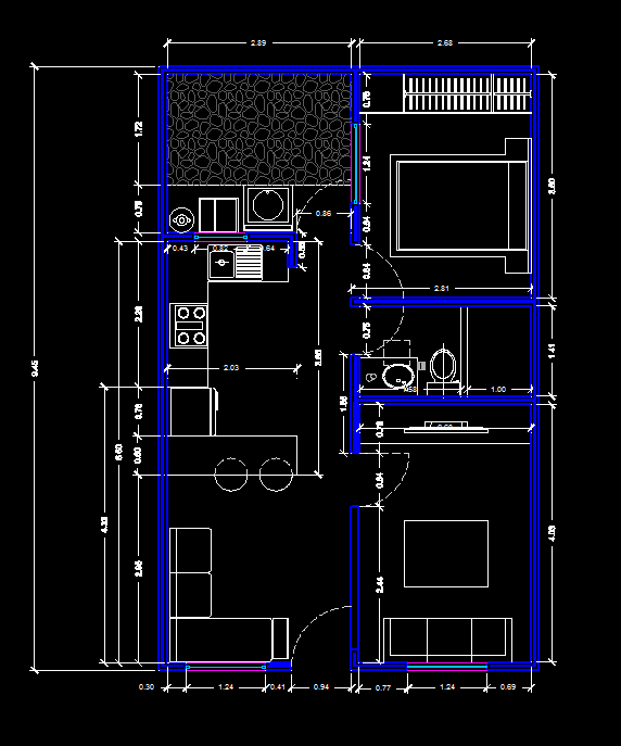 Single Family House  with Patio 2D  DWG Plan  for AutoCAD  