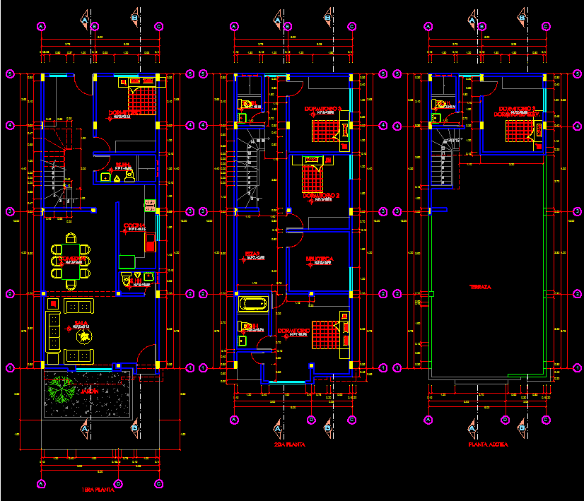 Single Family House with 3D images 2D DWG Full Project for AutoCAD ...