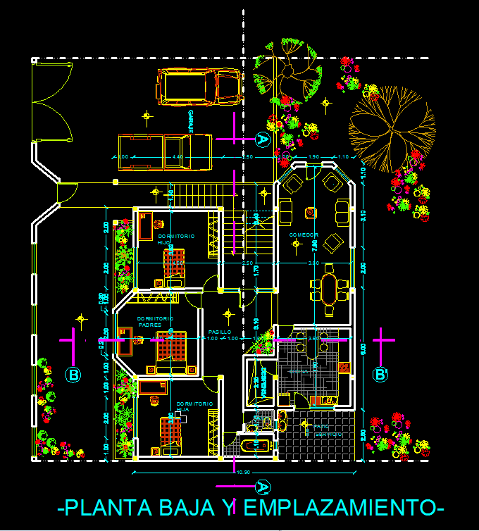 Terraced Houses With Garage 2D DWG Plan For AutoCAD DesignsCAD