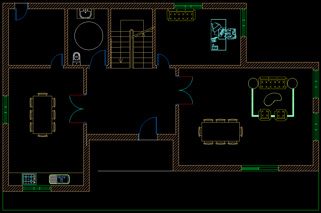 Two Bedroom House 2D DWG Block for AutoCAD • DesignsCAD