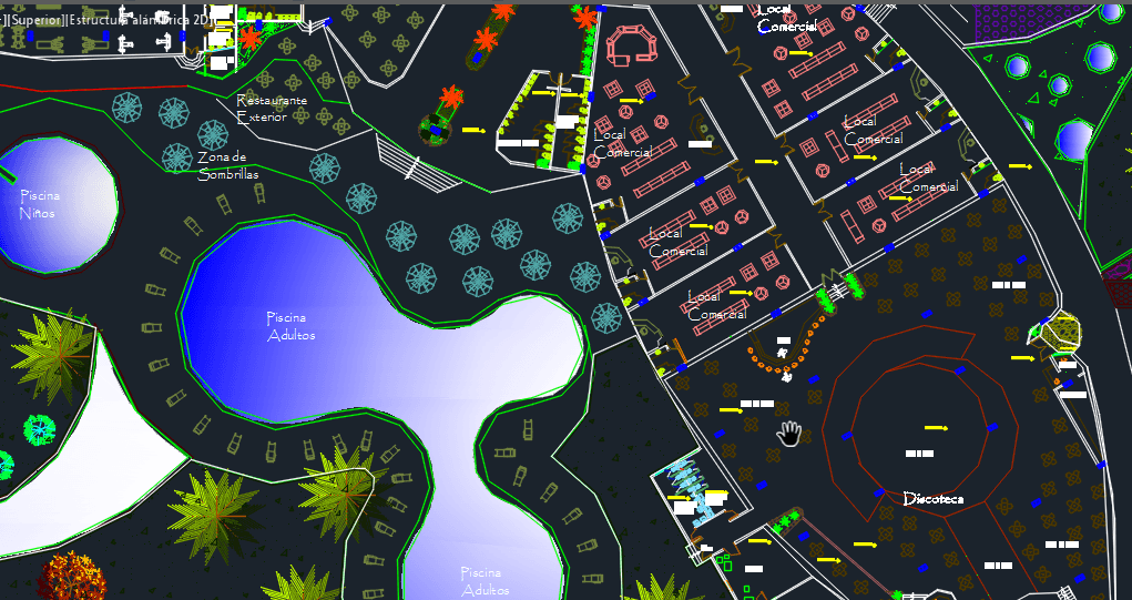 4 Stars Family Hotel With Pool And Parking 2D DWG Design Plan for