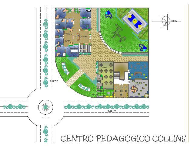 Educational Center, Pedagogy Center or Student Center 2D DWG Plan for ...