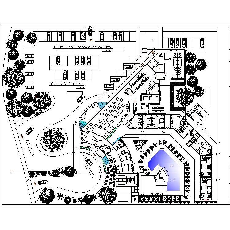 3 Star Hotel, Lodging Hotel 2D DWG Plan for AutoCAD • Designs CAD