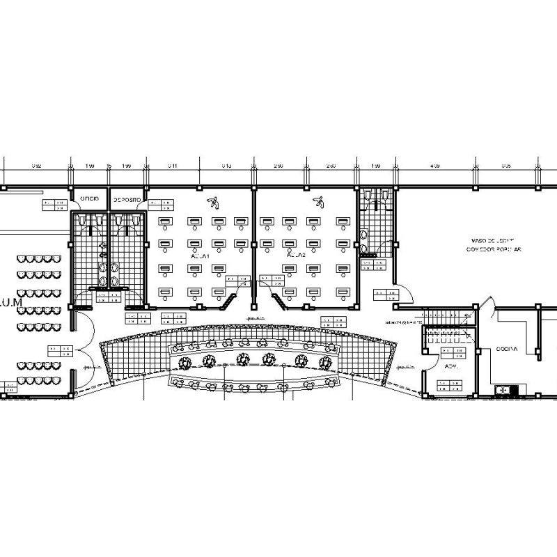 Community Center, Multipurpose Hall 2D DWG Plan for AutoCAD • Designs CAD