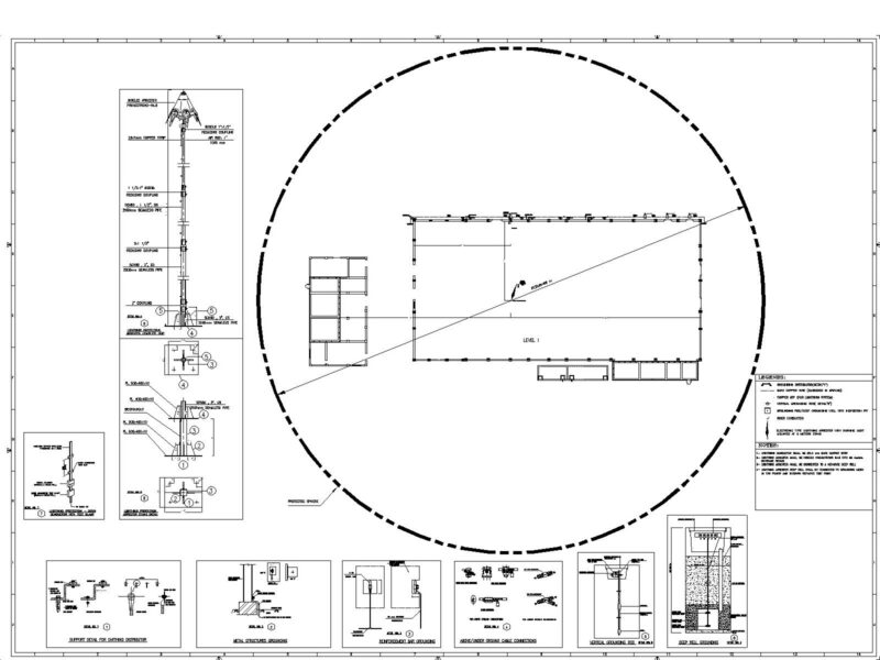 Electronic Lightning Protection for Industrial Building DWG Detail for AutoCAD