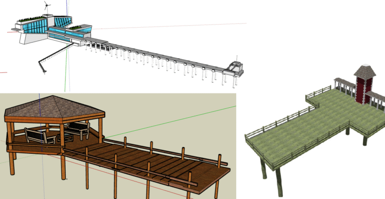 Piers Beach Buildings SketchUp