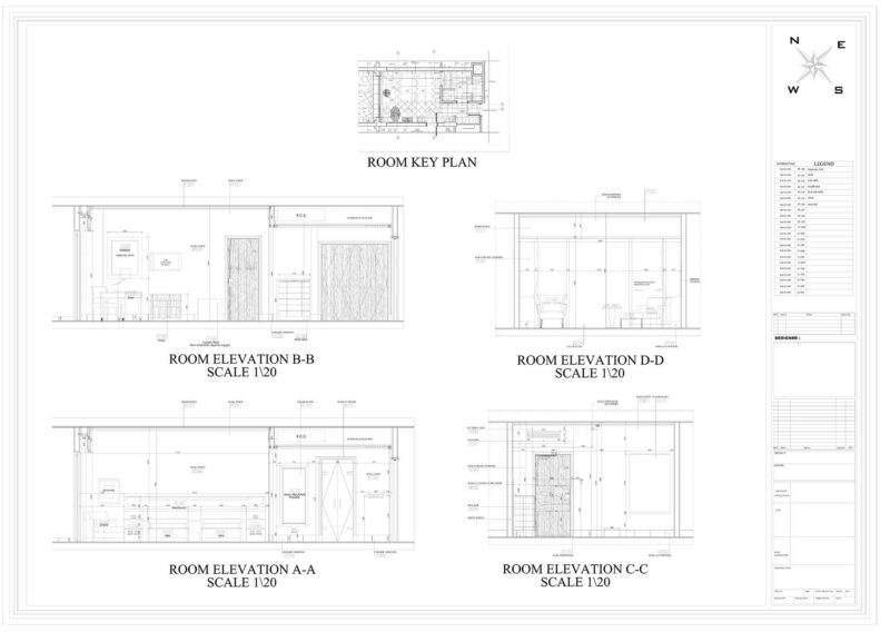 Hotel Room With Furniture Elevations DWG for AutoCAD