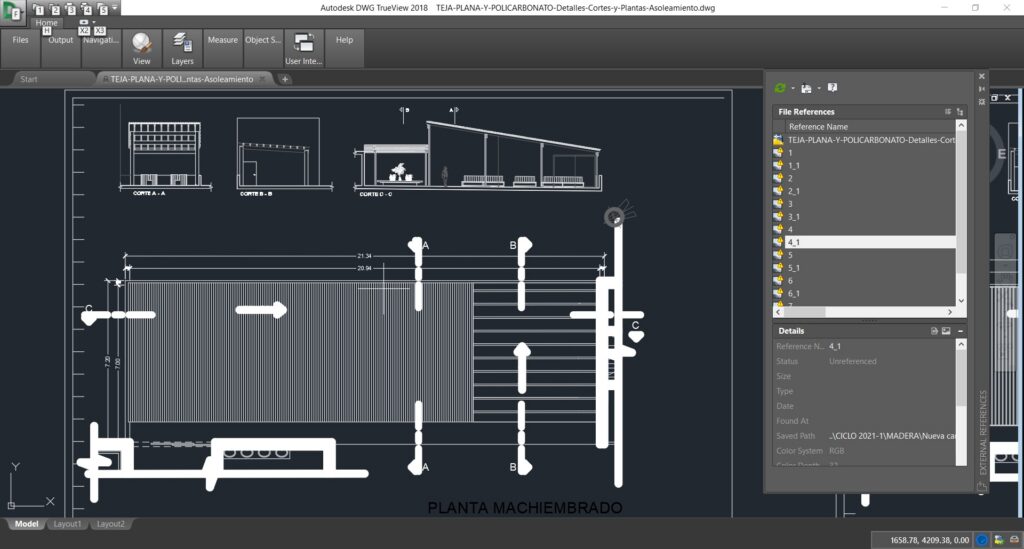 Flat and Polycarbonate Tile – Details, Sections and Plans (Sunshine) DWG