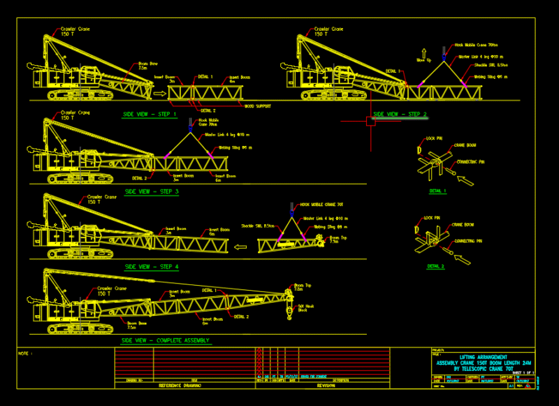 Assembly Crawler Crane 150T Assist with Rough Terrain Crane