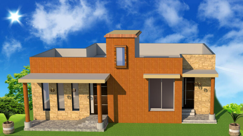 2D and 3D Views Total Area 3000 sq feet 60′ x 50′
