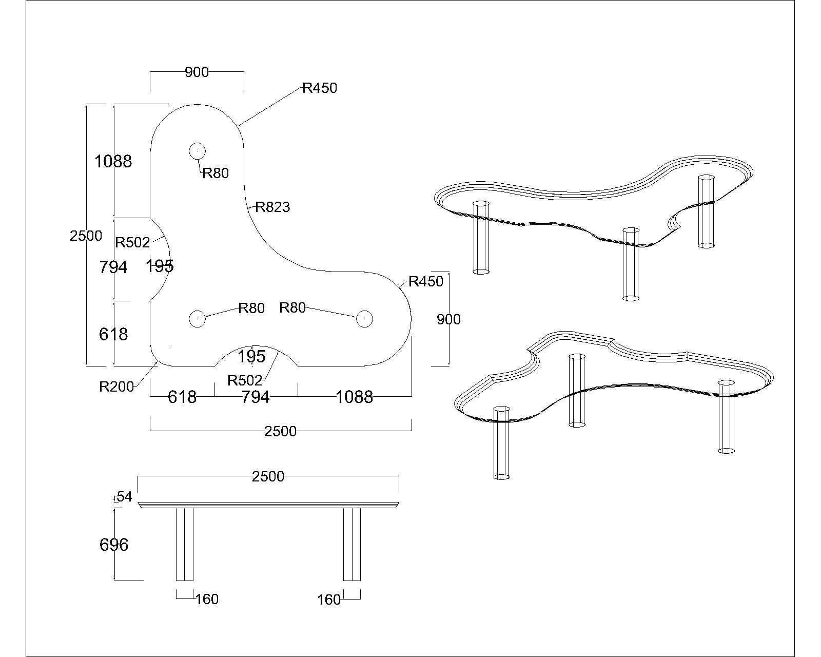 L Table Designs CAD