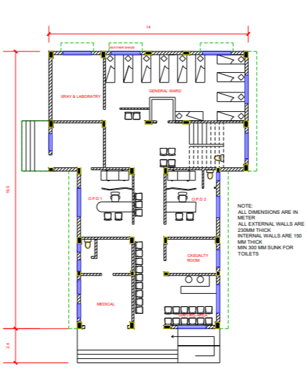 HOSPITAL PLAN WITH DIMENSION LAYOUT Designs CAD