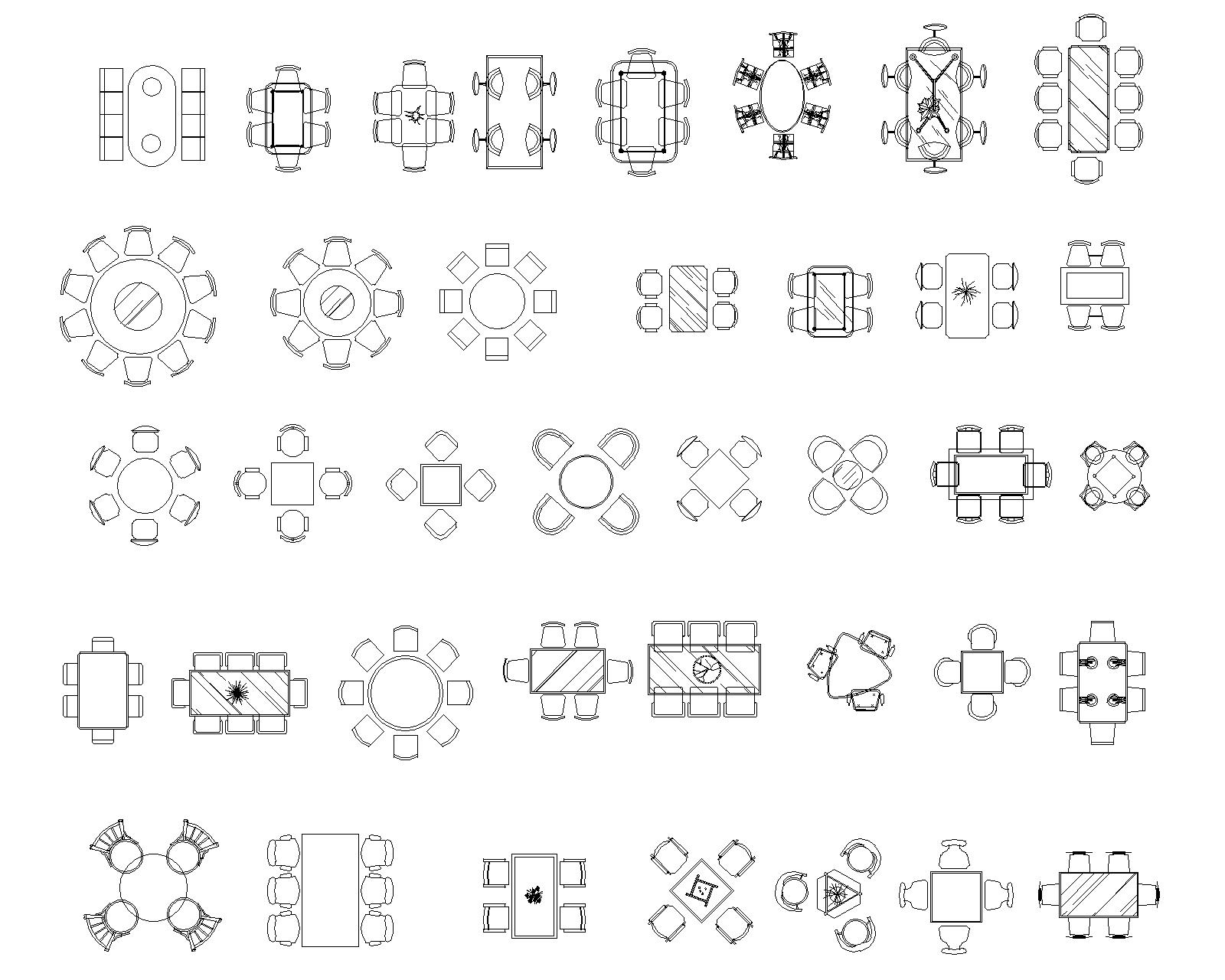 Dining Tables Designs CAD