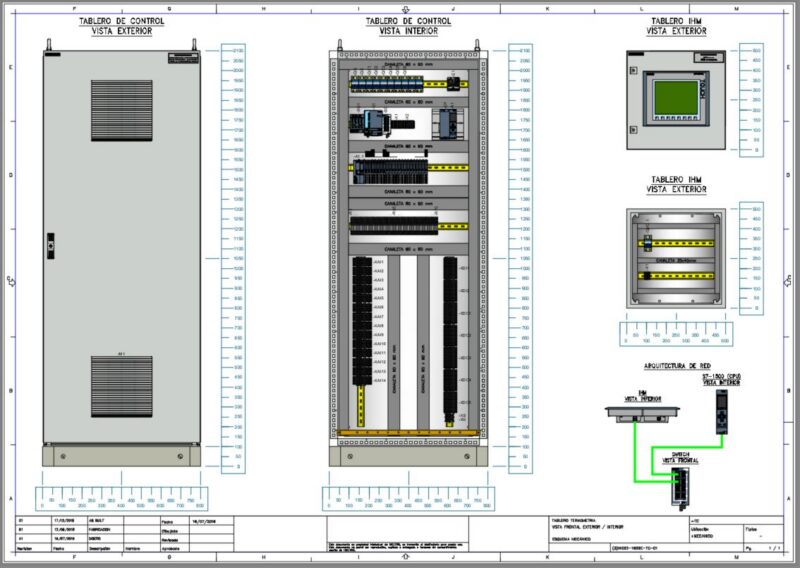 Diagrama mecánico Tablero de control 1 con equipos SIEMENS