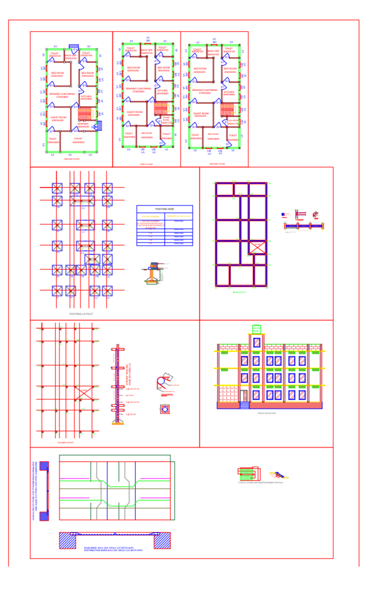 G+2 Residential Building | DesignsCAD