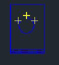 Simple 2D CAD drawing of a headstone with three crosses and a curved line.