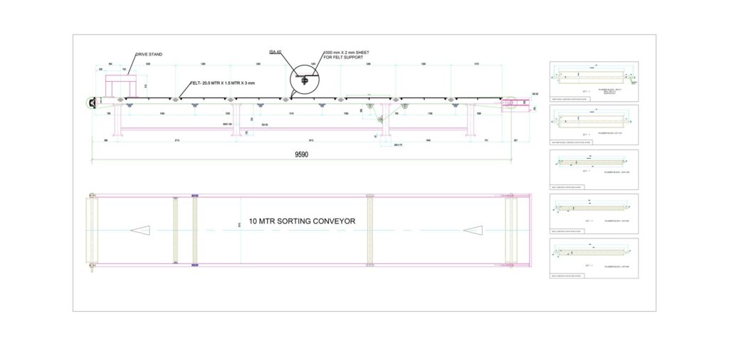 10 meter sorting conveyor