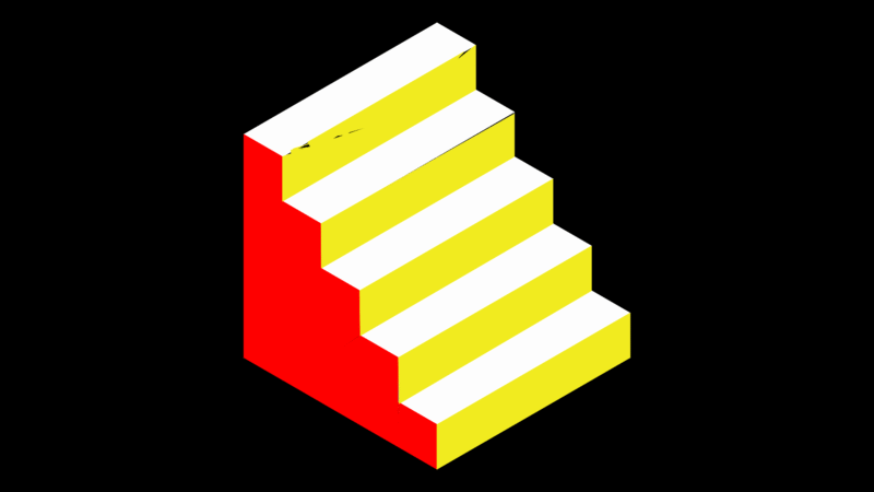 Isometric Stairway Model with Safety Color-Coding System